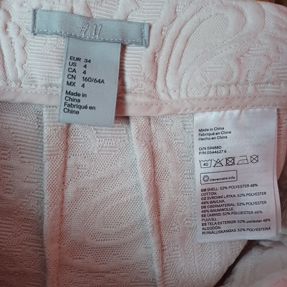 Off White Floral Pattern Textured H&M Skirt with Pockets - Picture 3 of 4